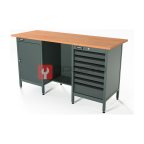  RUNTEC RTS16F-TS0-TS7-7016 Верстак серии Standart, 1600 мм, фанера, тумба с дверью + тумба с 7-ю ящиками, серый RAL 7016 мни (0)