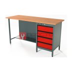  RUNTEC RTS16F-TS4-NS-3020 Верстак серии Standart, 1600 мм, фанера, тумба с 4-мя ящиками, красный RAL 3020 мни (0)