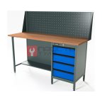  RUNTEC RTS16F-TS4-NS-P16-5005 Верстак серии Standart, 1600 мм, фанера, тумба с 4-мя ящиками, экран 500, синий RAL 5005 мни (0)