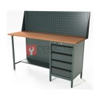 RUNTEC RTS16F-TS4-NS-P16-7016 Верстак серии Standart, 1600 мм, фанера, тумба с 4-мя ящиками, экран 500, серый RAL 7016 мни (0)