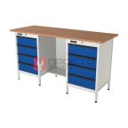  RUNTEC RTS16F-TS4-TS4-5005(7035) Верстак серии Standart, 1600 мм, фанера, тумба с 4-мя ящиками + тумба с 4-мя ящиками, синий (светло-серый) RAL  мни (0)