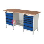  RUNTEC RTS16F-TS4-TS6-5005(7035) Верстак серии Standart, 1600 мм, фанера, тумба с 4-мя ящиками + тумба с 6-ю ящиками, синий (светло-серый) RAL 5 мни (0)