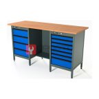 RUNTEC RTS16F-TS4-TS7-5005 Верстак серии Standart, 1600 мм, фанера, тумба с 4-мя ящиками + тумба с 7-ю ящиками, синий RAL 5005 фото