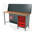  RUNTEC RTS16F-TS6-NS-P16-3020 Верстак серии Standart, 1600 мм, фанера, тумба с 6-ю ящиками, экран 500, красный RAL 3020 мни (0)