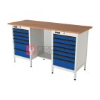  RUNTEC RTS16F-TS6-TS7-5005(7035) Верстак серии Standart, 1600 мм, фанера, тумба с 6-ю ящиками + тумба с 7-ю ящиками, синий (светло-серый) RAL 50 мни (0)