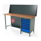  RUNTEC RTS16F-TS7-NS-P16-5005 Верстак серии Standart, 1600 мм, фанера, тумба с 7-ю ящиками, экран 500, синий RAL 5005 мни (0)