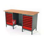  RUNTEC RTS16F-TS7-TS7-3020 Верстак серии Standart, 1600 мм, фанера, тумба с 7-ю ящиками + тумба с 7-ю ящиками, красный RAL 3020 мни (0)