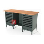 RUNTEC RTS16F-TS7-TS7-7016 Верстак серии Standart, 1600 мм, фанера, тумба с 7-ю ящиками + тумба с 7-ю ящиками, серый RAL 7016 фото