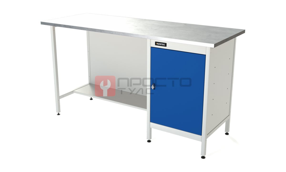  RUNTEC RTS16Z-TS0-NS-5005(7035) Верстак серии Standart, 1600 мм, оцинк, тумба с дверью, синий (светло-серый) RAL 5005 (7035) (0)