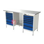  RUNTEC RTS16Z-TS6-TS6-5005(7035) Верстак серии Standart, 1600 мм, оцинк, тумба с 6-ю ящиками + тумба с 6-ю ящиками, синий (светло-серый) RAL 500 мни (0)