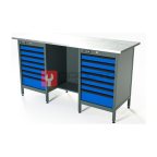  RUNTEC RTS16Z-TS7-TS7-5005 Верстак серии Standart, 1600 мм, оцинк, тумба с 7-ю ящиками + тумба с 7-ю ящиками, синий RAL 5005 мни (0)