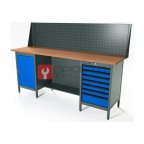  RUNTEC RTS20F-TS0-TS7-P20-5005 Верстак серии Standart, 2000 мм, фанера, тумба с дверью + тумба с 7-ю ящиками, экран 500, синий RAL 5005 мни (0)