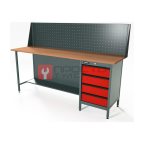  RUNTEC RTS20F-TS4-NS-P20-3020 Верстак серии Standart, 2000 мм, фанера, тумба с 4-мя ящиками, экран 500, красный RAL 3020 мни (0)