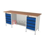  RUNTEC RTS20F-TS4-TS4-5005(7035) Верстак серии Standart, 2000 мм, фанера, тумба с 4-мя ящиками + тумба с 4-мя ящиками, синий (светло-серый) RAL  мни (0)