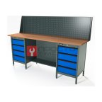  RUNTEC RTS20F-TS4-TS4-P20-5005 Верстак серии Standart, 2000 мм, фанера, тумба с 4-мя ящиками + тумба с 4-мя ящиками, экран 500, синий RAL 5005 мни (0)