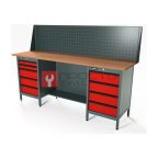  RUNTEC RTS20F-TS4-TS5-P20-3020 Верстак серии Standart, 2000 мм, фанера, тумба с 4-мя ящиками + тумба с 5-ю ящиками, экран 500, красный RAL 3020 мни (0)