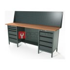  RUNTEC RTS20F-TS4-TS5-P20-7016 Верстак серии Standart, 2000 мм, фанера, тумба с 4-мя ящиками + тумба с 5-ю ящиками, экран 500, серый RAL 7016 мни (0)