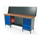  RUNTEC RTS20F-TS4-TS6-P20-5005 Верстак серии Standart, 2000 мм, фанера, тумба с 4-мя ящиками + тумба с 6-ю ящиками, экран 500, синий RAL 5005 мни (0)
