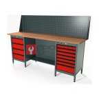  RUNTEC RTS20F-TS4-TS7-P20-3020 Верстак серии Standart, 2000 мм, фанера, тумба с 4-мя ящиками + тумба с 7-ю ящиками, экран 500, красный RAL 3020 мни (0)
