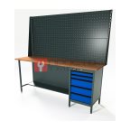  RUNTEC RTS20F-TS5-NS-P20-P20-5005 Верстак серии Standart, 2000 мм, фанера, тумба с 5-ю ящиками, экран 1000, синий RAL 5005 мни (0)