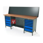  RUNTEC RTS20F-TS5-TS6-P20-5005 Верстак серии Standart, 2000 мм, фанера, тумба с 5-ю ящиками + тумба с 6-ю ящиками, экран 500, синий RAL 5005 мни (0)