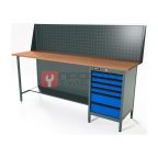  RUNTEC RTS20F-TS6-NS-P20-5005 Верстак серии Standart, 2000 мм, фанера, тумба с 6-ю ящиками, экран 500, синий RAL 5005 мни (0)
