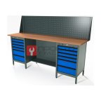  RUNTEC RTS20F-TS6-TS6-P20-5005 Верстак серии Standart, 2000 мм, фанера, тумба с 6-ю ящиками + тумба с 6-ю ящиками, экран 500, синий RAL 5005 мни (0)