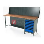  RUNTEC RTS20F-TS7-NS-P20-5005 Верстак серии Standart, 2000 мм, фанера, тумба с 7-ю ящиками, экран 500, синий RAL 5005 мни (0)