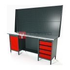  RUNTEC RTS20Z-TS0-TS4-P20-P20-3020 Верстак серии Standart, 2000 мм, оцинк, тумба с дверью + тумба с 4-мя ящиками, экран 1000, красный RAL 3020 мни (0)