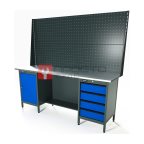  RUNTEC RTS20Z-TS0-TS4-P20-P20-5005 Верстак серии Standart, 2000 мм, оцинк, тумба с дверью + тумба с 4-мя ящиками, экран 1000, синий RAL 5005 мни (0)