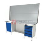  RUNTEC RTS20Z-TS0-TS5-P20-P20-5005(7035) Верстак серии Standart, 2000 мм, оцинк, тумба с дверью + тумба с 5-ю ящиками, экран 1000, синий (светло мни (0)