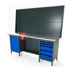  RUNTEC RTS20Z-TS0-TS5-P20-P20-5005 Верстак серии Standart, 2000 мм, оцинк, тумба с дверью + тумба с 5-ю ящиками, экран 1000, синий RAL 5005 мни (0)