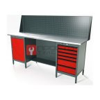  RUNTEC RTS20Z-TS0-TS6-P20-3020 Верстак серии Standart, 2000 мм, оцинк, тумба с дверью + тумба с 6-ю ящиками, экран 500, красный RAL 3020 мни (0)