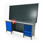  RUNTEC RTS20Z-TS0-TS6-P20-P20-5005 Верстак серии Standart, 2000 мм, оцинк, тумба с дверью + тумба с 6-ю ящиками, экран 1000, синий RAL 5005 мни (0)