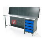  RUNTEC RTS20Z-TS4-NS-P20-5005 Верстак серии Standart, 2000 мм, оцинк, тумба с 4-мя ящиками, экран 500, синий RAL 5005 мни (0)