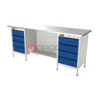  RUNTEC RTS20Z-TS4-TS4-5005(7035) Верстак серии Standart, 2000 мм, оцинк, тумба с 4-мя ящиками + тумба с 4-мя ящиками, синий (светло-серый) RAL 5 мни (0)