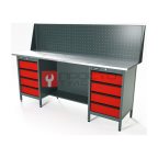  RUNTEC RTS20Z-TS4-TS4-P20-3020 Верстак серии Standart, 2000 мм, оцинк, тумба с 4-мя ящиками + тумба с 4-мя ящиками, экран 500, красный RAL 3020 мни (0)