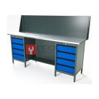  RUNTEC RTS20Z-TS4-TS4-P20-5005 Верстак серии Standart, 2000 мм, оцинк, тумба с 4-мя ящиками + тумба с 4-мя ящиками, экран 500, синий RAL 5005 мни (0)