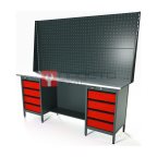  RUNTEC RTS20Z-TS4-TS4-P20-P20-3020 Верстак серии Standart, 2000 мм, оцинк, тумба с 4-мя ящиками + тумба с 4-мя ящиками, экран 1000, красный RAL  мни (0)