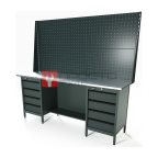  RUNTEC RTS20Z-TS4-TS4-P20-P20-7016 Верстак серии Standart, 2000 мм, оцинк, тумба с 4-мя ящиками + тумба с 4-мя ящиками, экран 1000, серый RAL 70 мни (0)