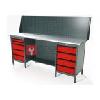RUNTEC RTS20Z-TS4-TS5-P20-3020 Верстак серии Standart, 2000 мм, оцинк, тумба с 4-мя ящиками + тумба с 5-ю ящиками, экран 500, красный RAL 3020 фото