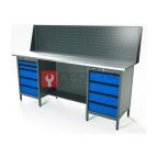  RUNTEC RTS20Z-TS4-TS5-P20-5005 Верстак серии Standart, 2000 мм, оцинк, тумба с 4-мя ящиками + тумба с 5-ю ящиками, экран 500, синий RAL 5005 мни (0)