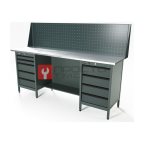  RUNTEC RTS20Z-TS4-TS5-P20-7016 Верстак серии Standart, 2000 мм, оцинк, тумба с 4-мя ящиками + тумба с 5-ю ящиками, экран 500, серый RAL 7016 мни (0)