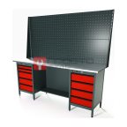  RUNTEC RTS20Z-TS4-TS5-P20-P20-3020 Верстак серии Standart, 2000 мм, оцинк, тумба с 4-мя ящиками + тумба с 5-ю ящиками, экран 1000, красный RAL 3 мни (0)