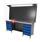  RUNTEC RTS20Z-TS4-TS5-P20-P20-5005L Верстак серии Standart, 2000 мм, оцинк, тумба с 4-мя ящиками + тумба с 5-ю ящиками, экран 1000, синий RAL 50 мни (0)