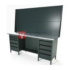  RUNTEC RTS20Z-TS4-TS5-P20-P20-7016 Верстак серии Standart, 2000 мм, оцинк, тумба с 4-мя ящиками + тумба с 5-ю ящиками, экран 1000, серый RAL 701 мни (0)