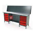 RUNTEC RTS20Z-TS4-TS6-P20-3020 Верстак серии Standart, 2000 мм, оцинк, тумба с 4-мя ящиками + тумба с 6-ю ящиками, экран 500, красный RAL 3020 мни (0)