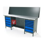  RUNTEC RTS20Z-TS4-TS6-P20-5005 Верстак серии Standart, 2000 мм, оцинк, тумба с 4-мя ящиками + тумба с 6-ю ящиками, экран 500, синий RAL 5005 мни (0)