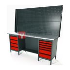  RUNTEC RTS20Z-TS4-TS6-P20-P20-3020 Верстак серии Standart, 2000 мм, оцинк, тумба с 4-мя ящиками + тумба с 6-ю ящиками, экран 1000, красный RAL 3 мни (0)