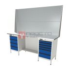  RUNTEC RTS20Z-TS4-TS6-P20-P20-5005(7035) Верстак серии Standart, 2000 мм, оцинк, тумба с 4-мя ящиками + тумба с 6-ю ящиками, экран 1000, синий ( мни (0)
